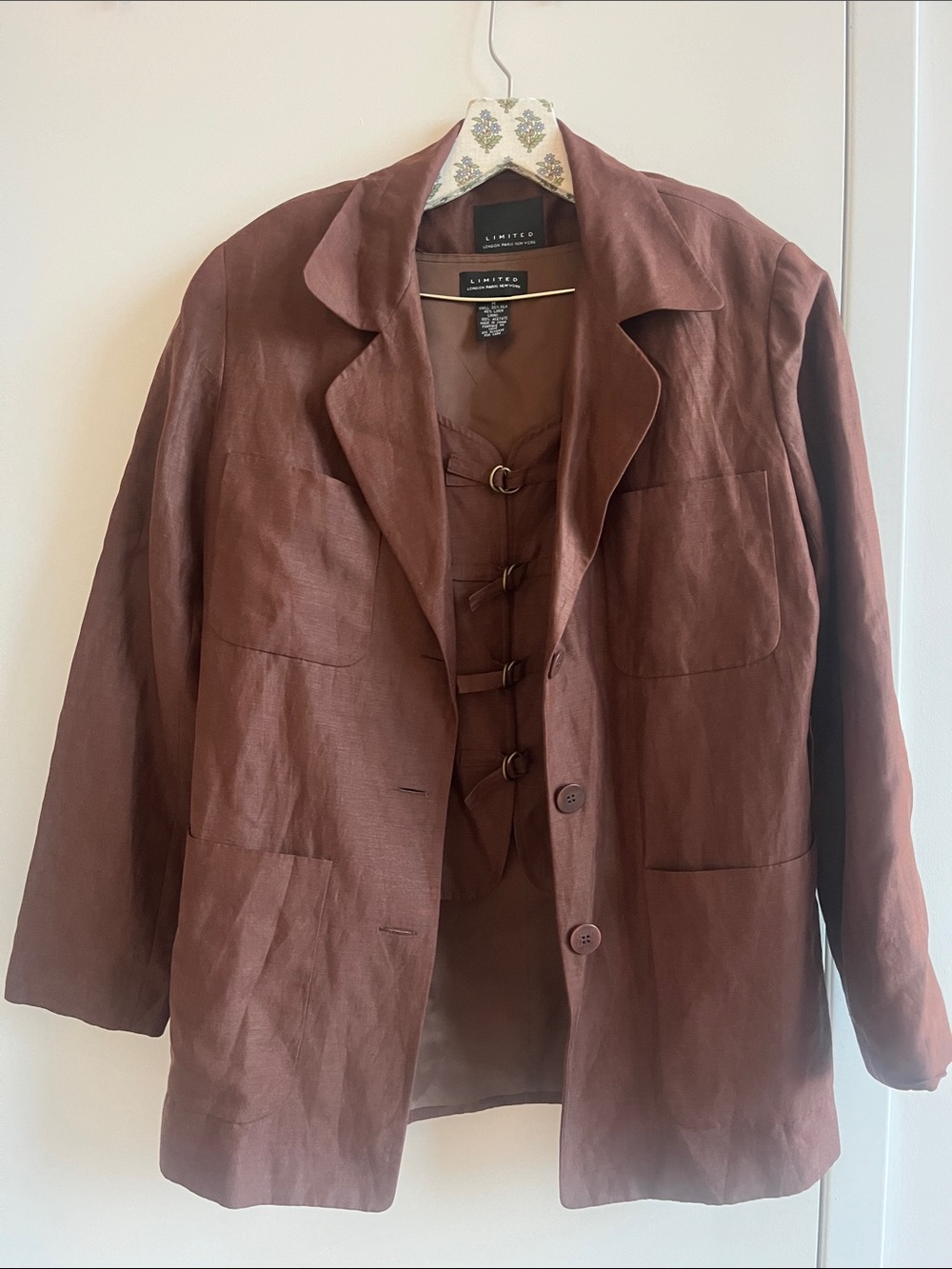 The Limited Rust Brown Linen/Silk Blazer set